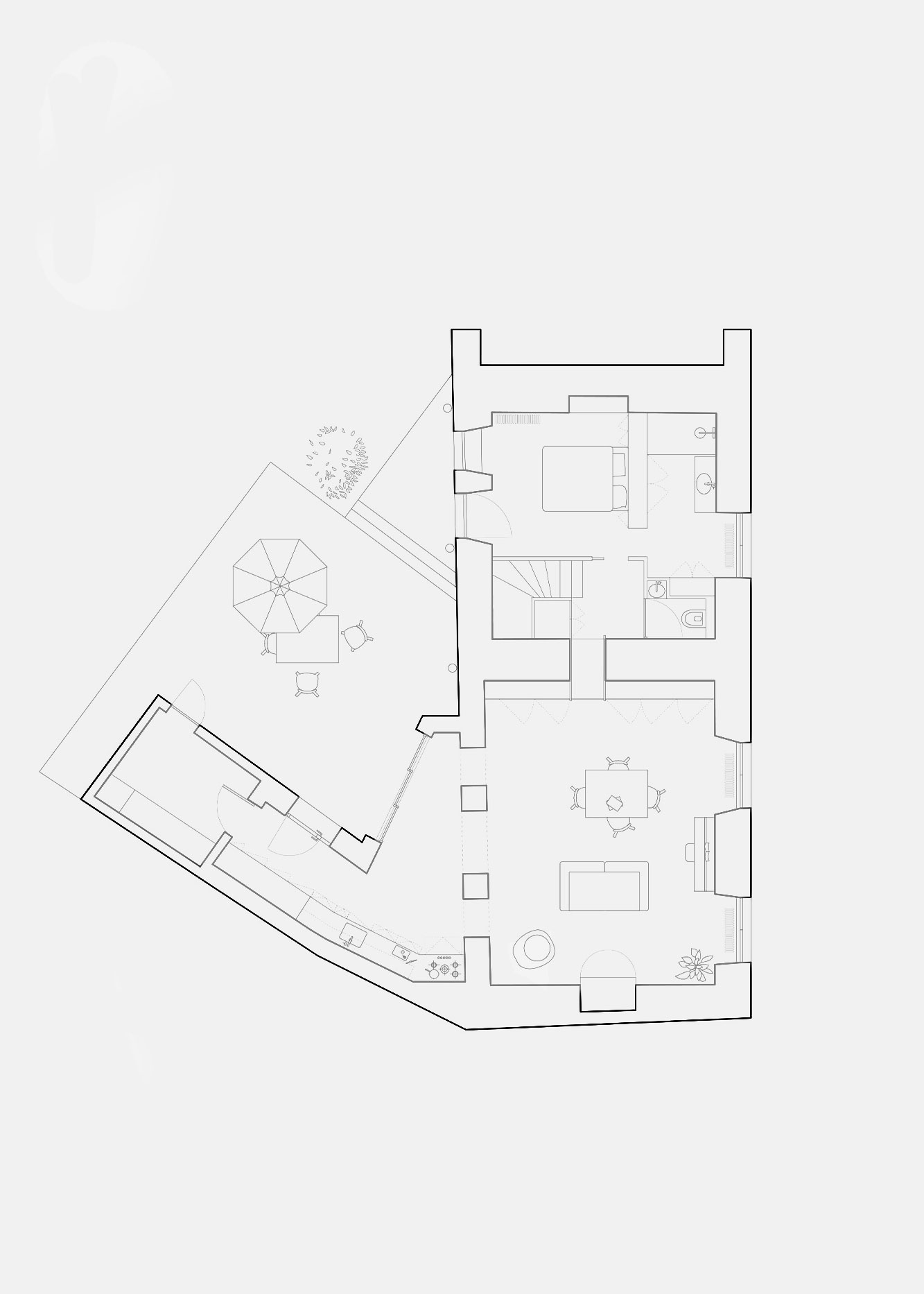 Plan de la maison LNT par l'atelier d'architectes Rupin Conq