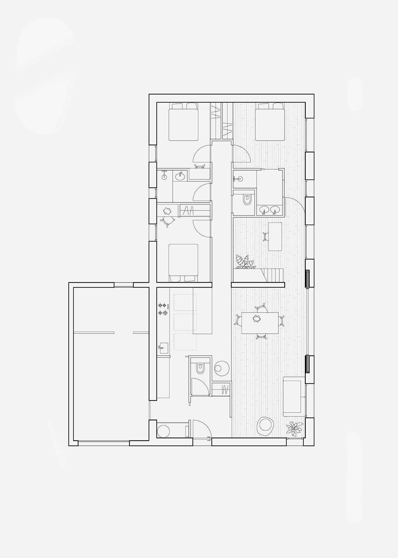 Plan de la maison RBL par l'atelier d'architectes Rupin Conq